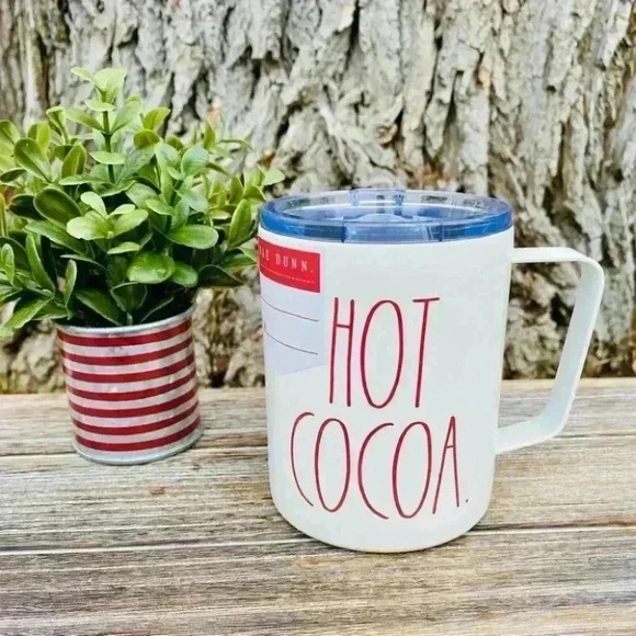 NEW - Rae Dunn - HOT COCOA - insulated stainless Steel Christmas Mug/Cup w/lid - Picture 6 of 11